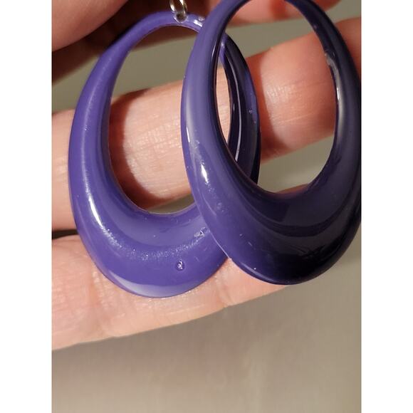 Purple Dangling stainless steel Drop Earrings - Picture 2 of 4